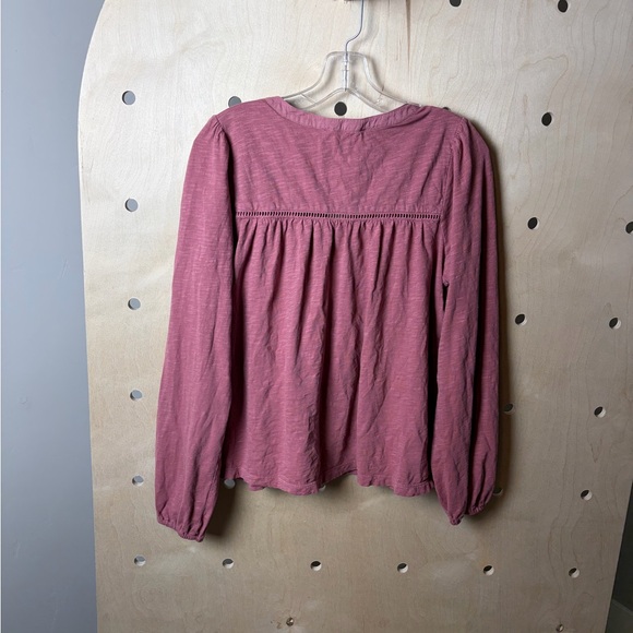 Lucky Brand Women's Dusty Rose Pink Lace-Up front 3/4 Sleeve Blouse M - Picture 7 of 7